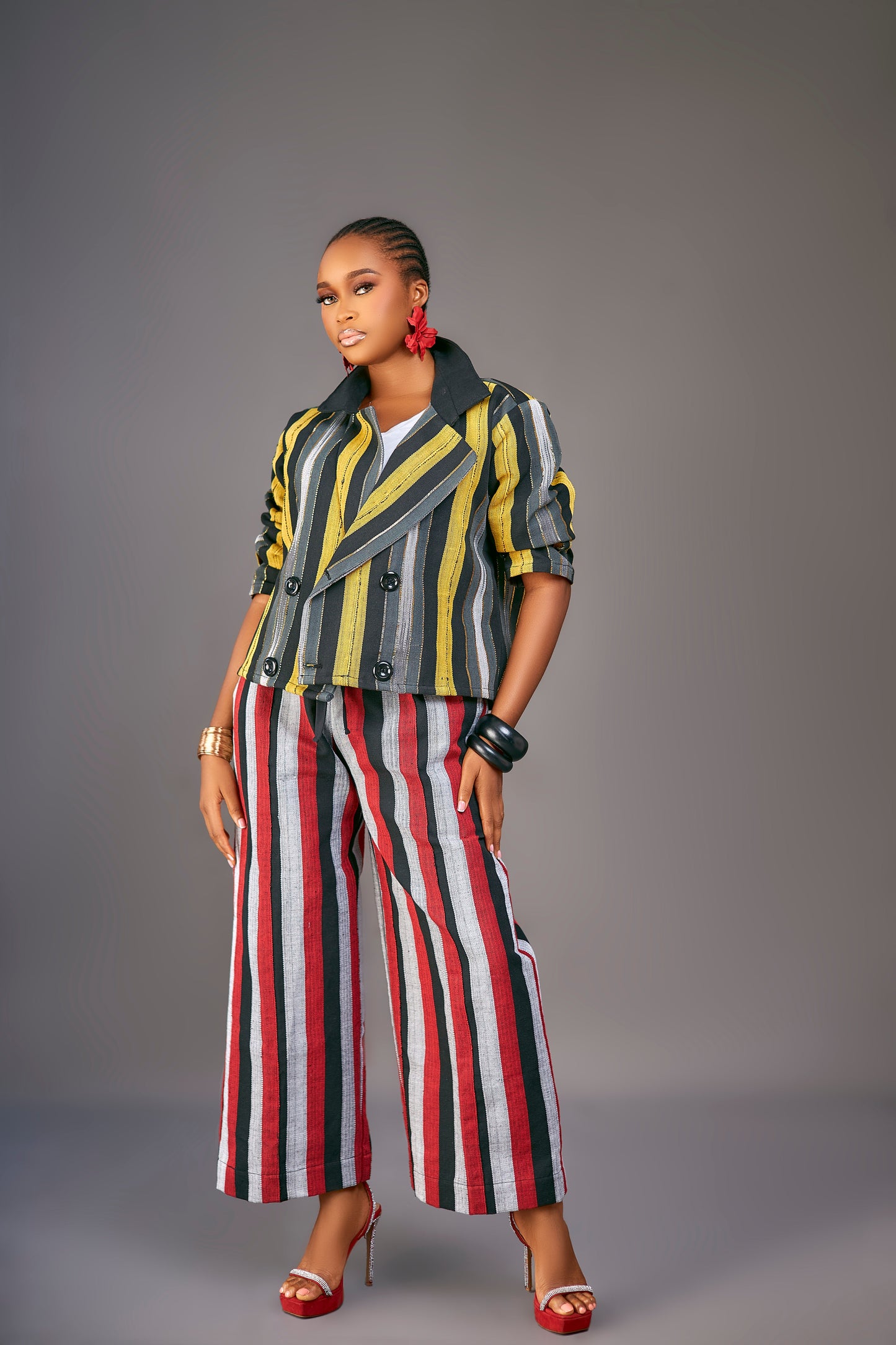 Omoefe Cropped Aso Oke Jacket Set
