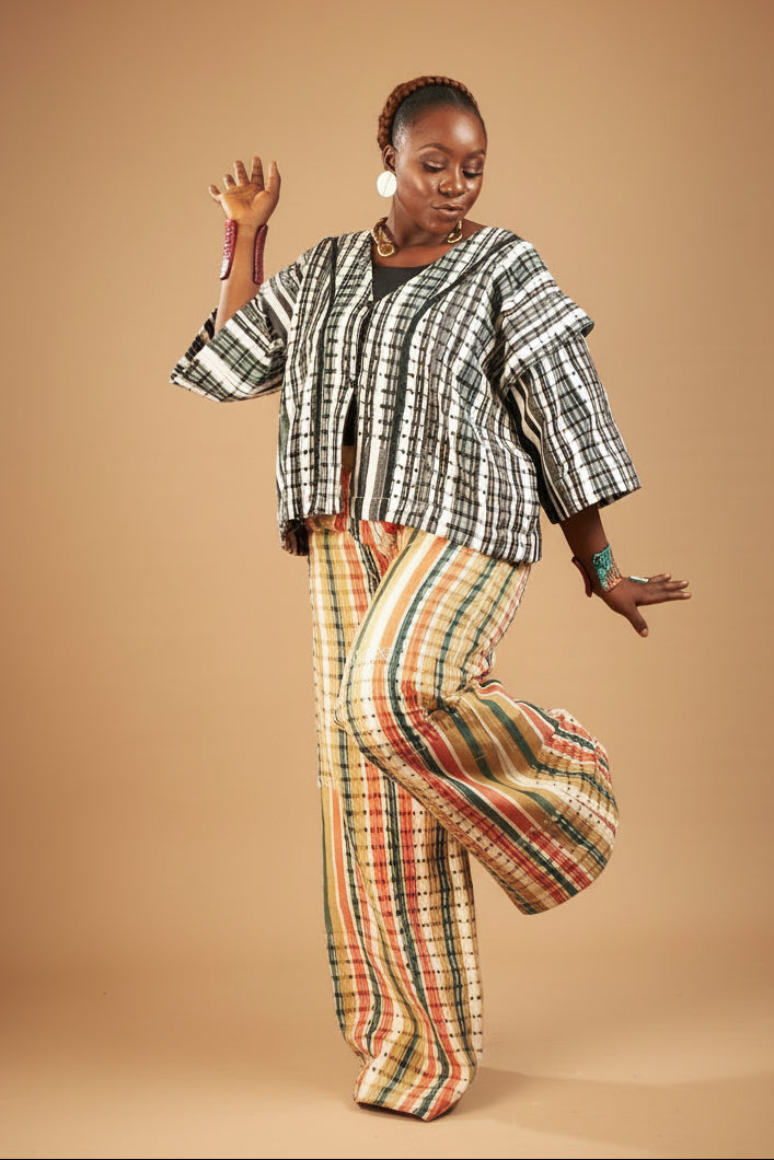 Black & White Onjawu Aso-Oke Boxy Jacket