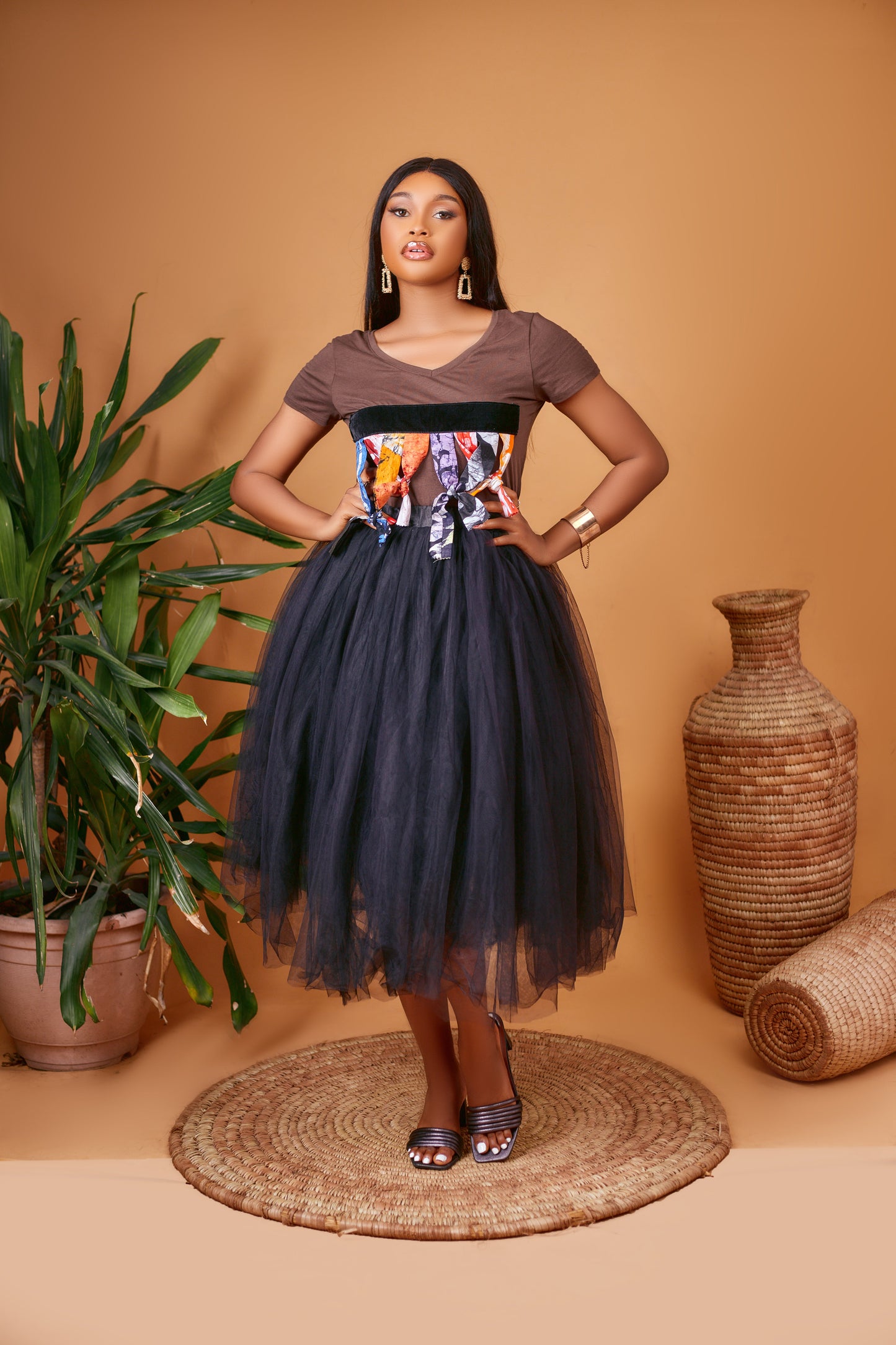 Adire tassel tee shirt