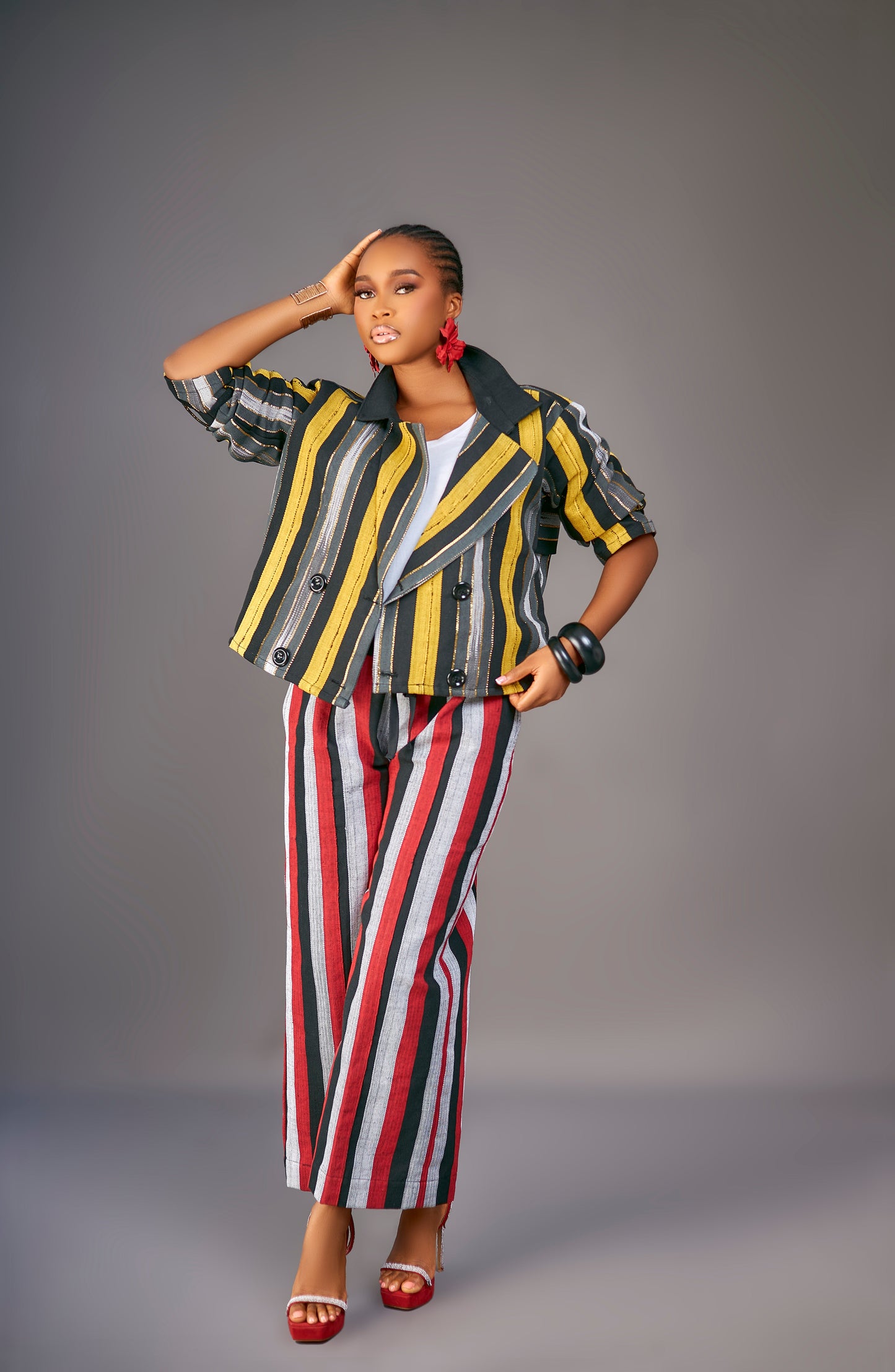 Omoefe Cropped Aso Oke Jacket Set