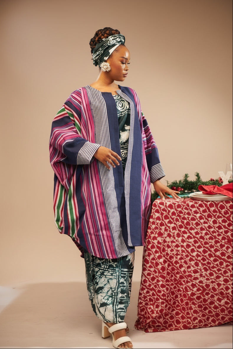 Striped Aso-Oke Batwing Jacket