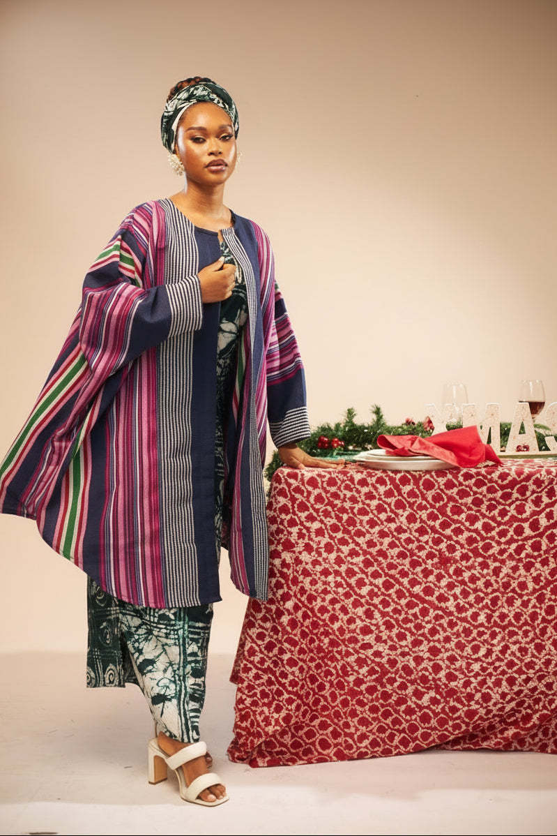 Striped Aso-Oke Batwing Jacket