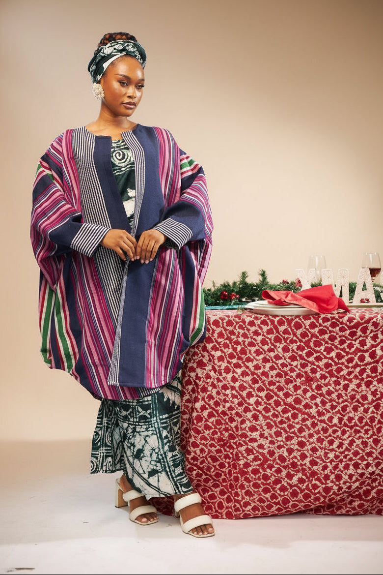 Striped Aso-Oke Batwing Jacket
