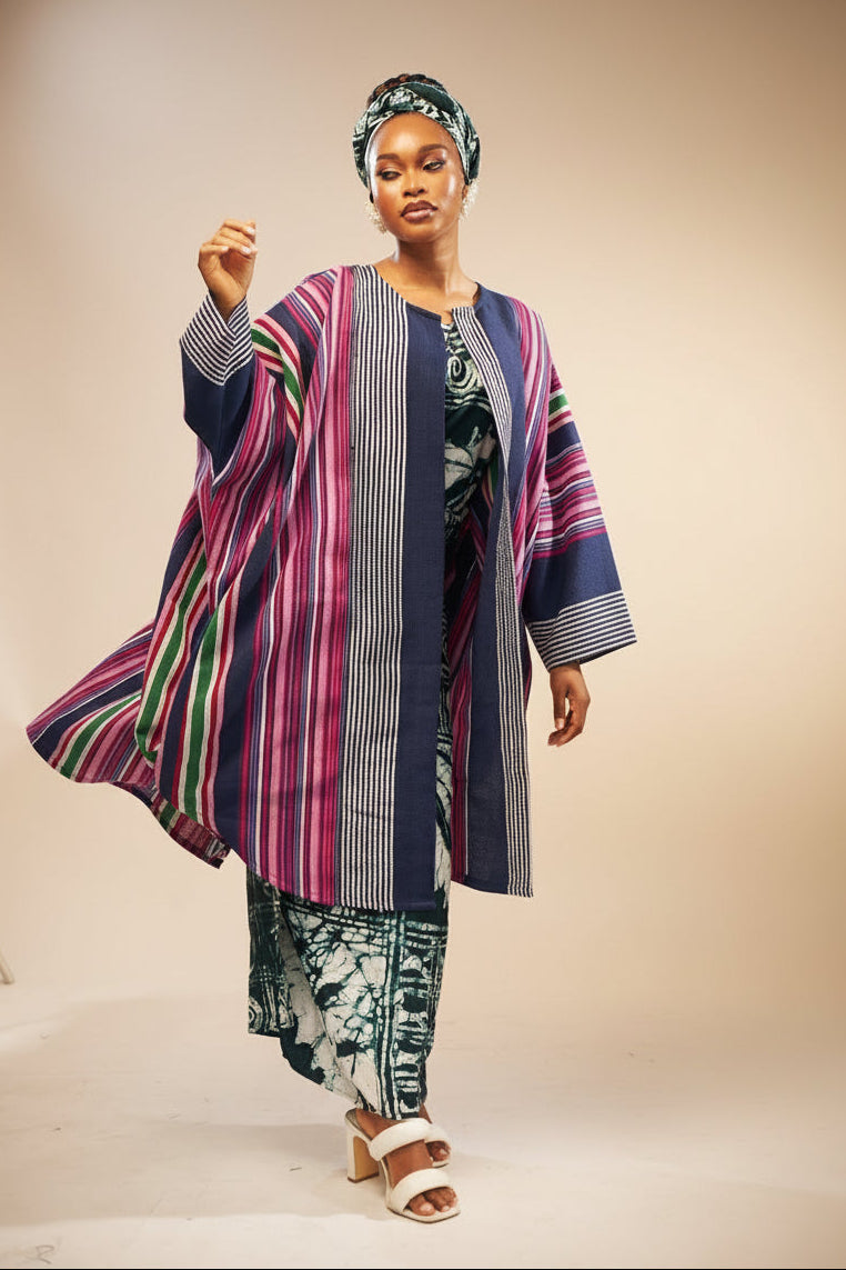 Striped Aso-Oke Batwing Jacket