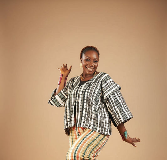 Black & White Onjawu Aso-Oke Boxy Jacket