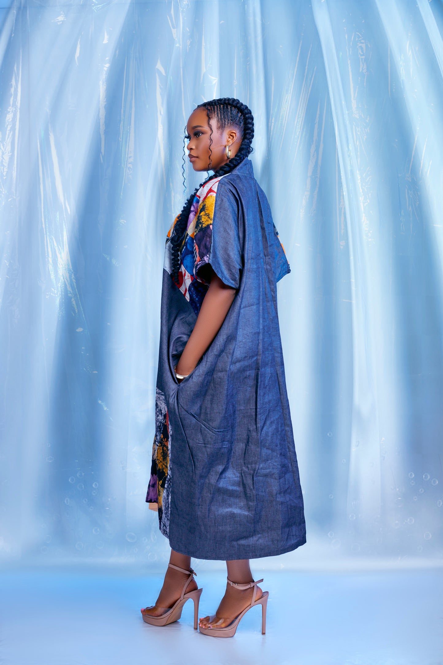 Ayanfe Patchwork Denim boubou