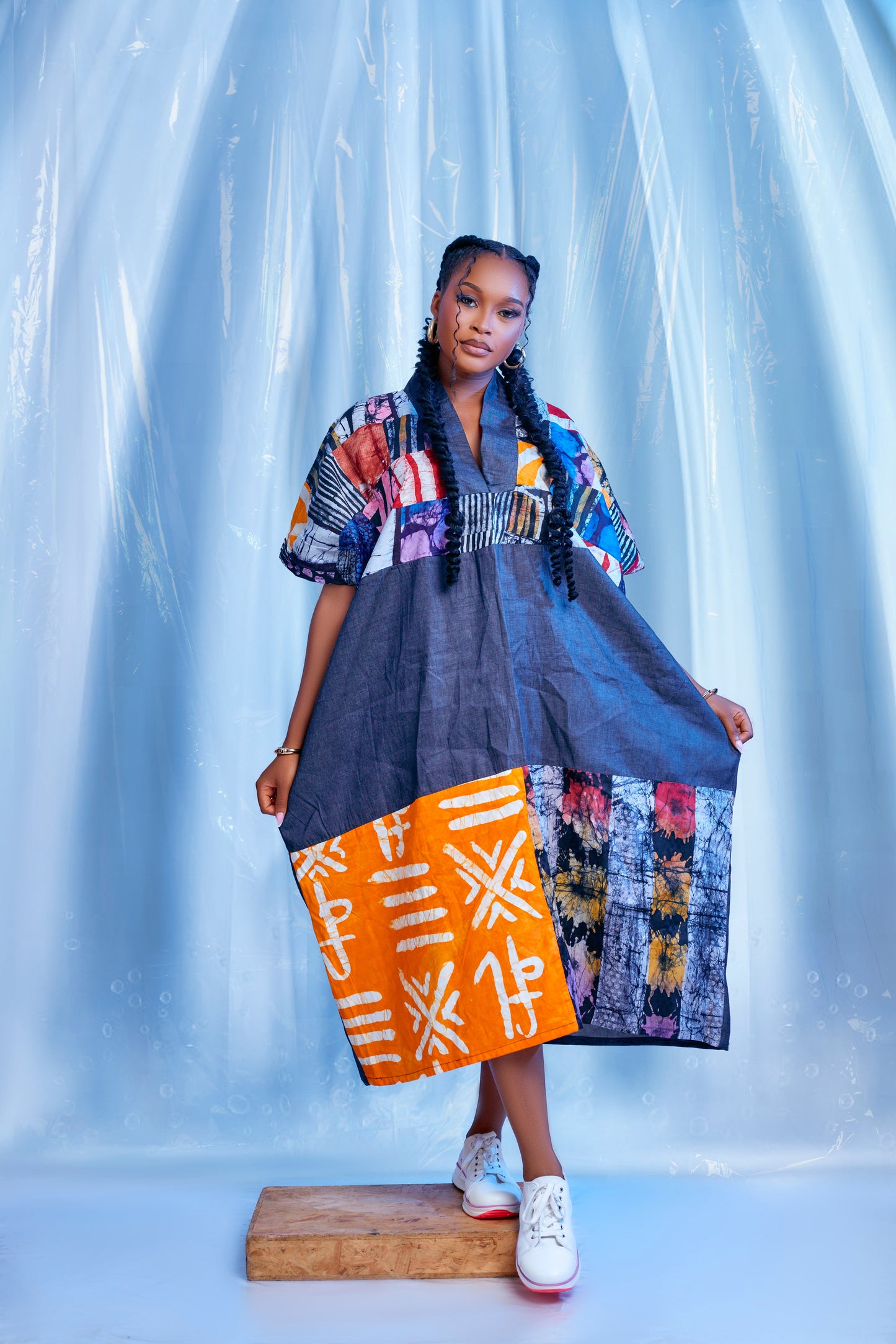 Ayanfe Patchwork Denim boubou