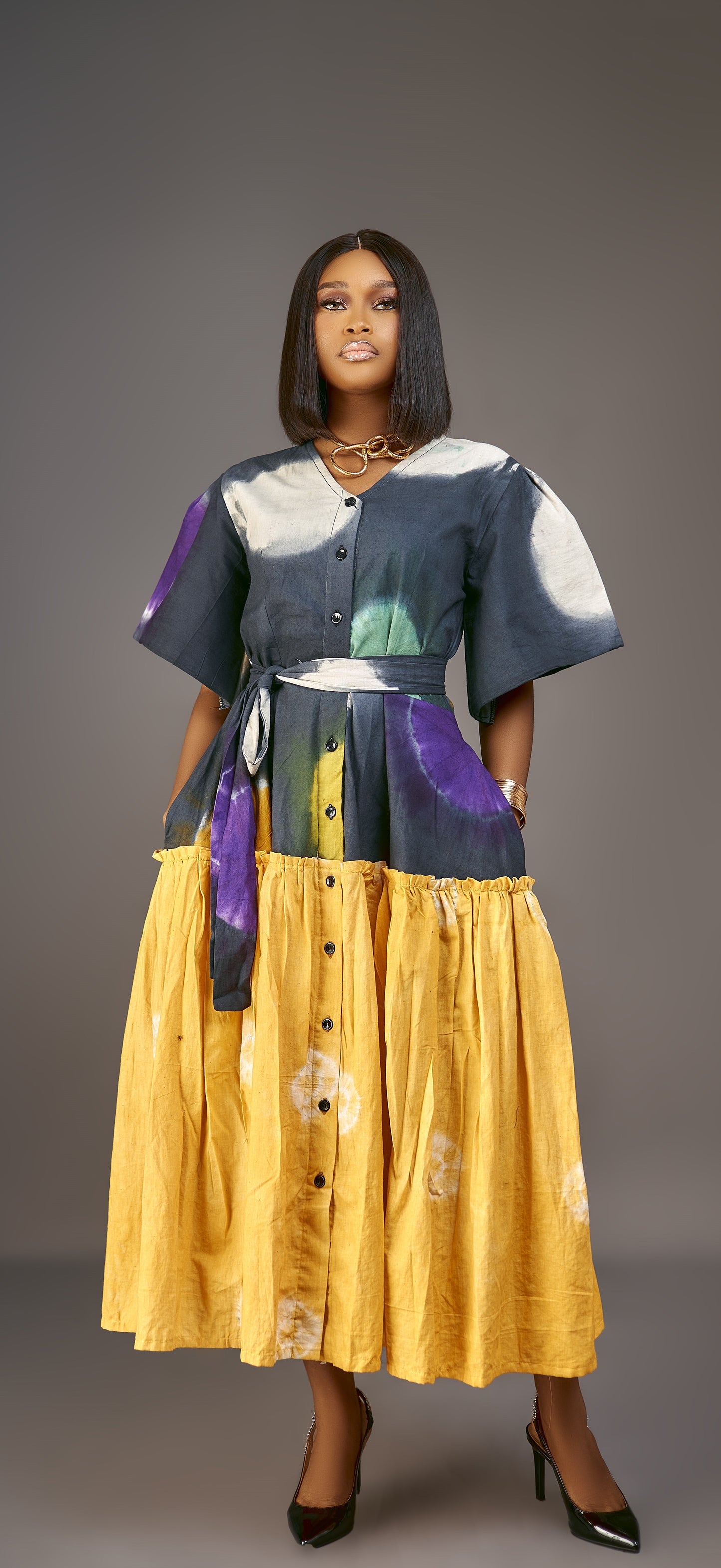 Anwuli 2print Adire Dress