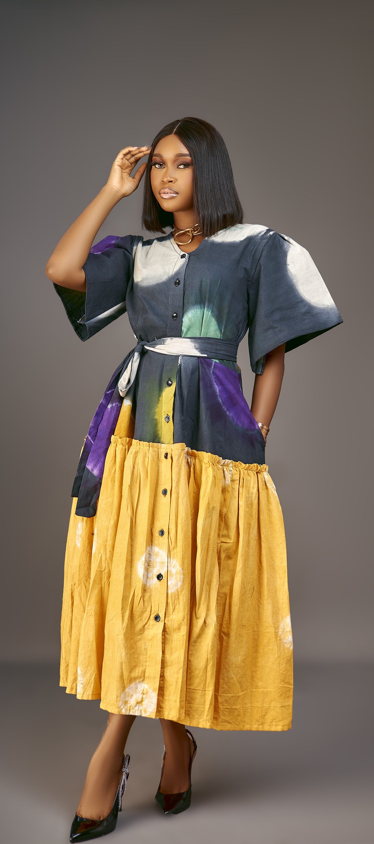 Anwuli 2print Adire Dress
