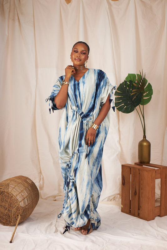 Eshe adjustable drawstring boubou in indigo