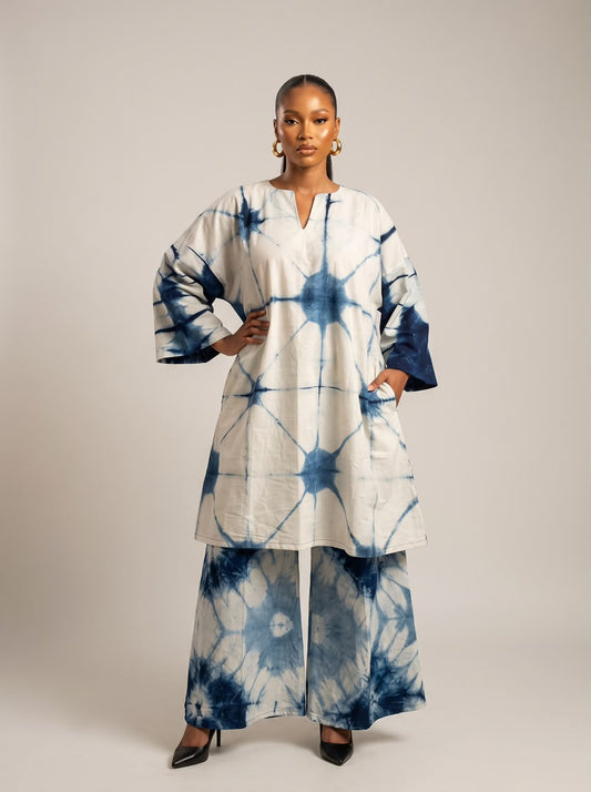 Moboluwaduro Adire tunic set