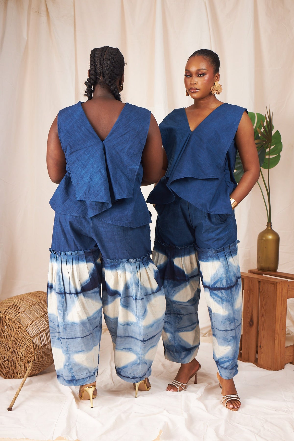 Nia two-way top and barrel pants set
