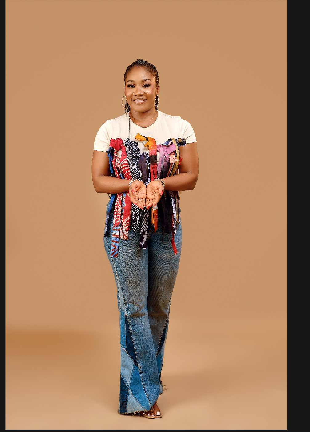 Bow Adire tassel tee shirt