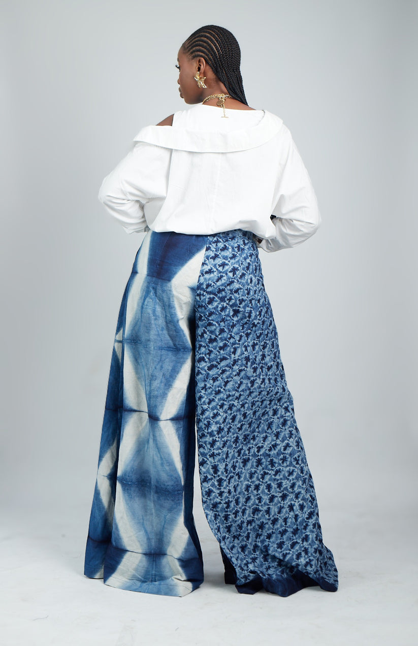 Yara mixed Adire culotte trousers alternate view