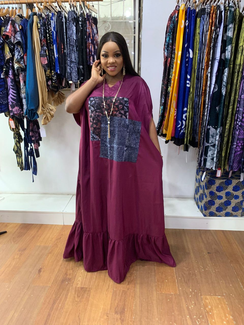 Motilayo taffeta Adire boubou