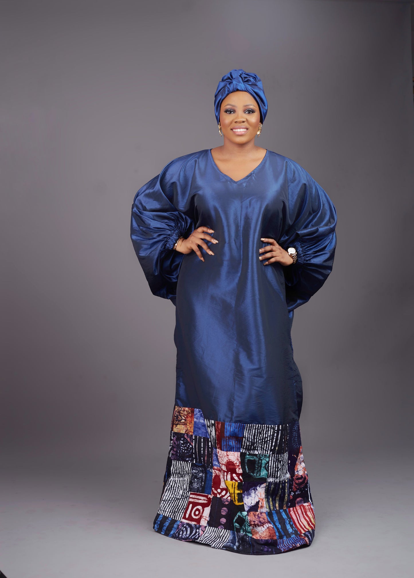 Doris taffeta patch Adire boubou