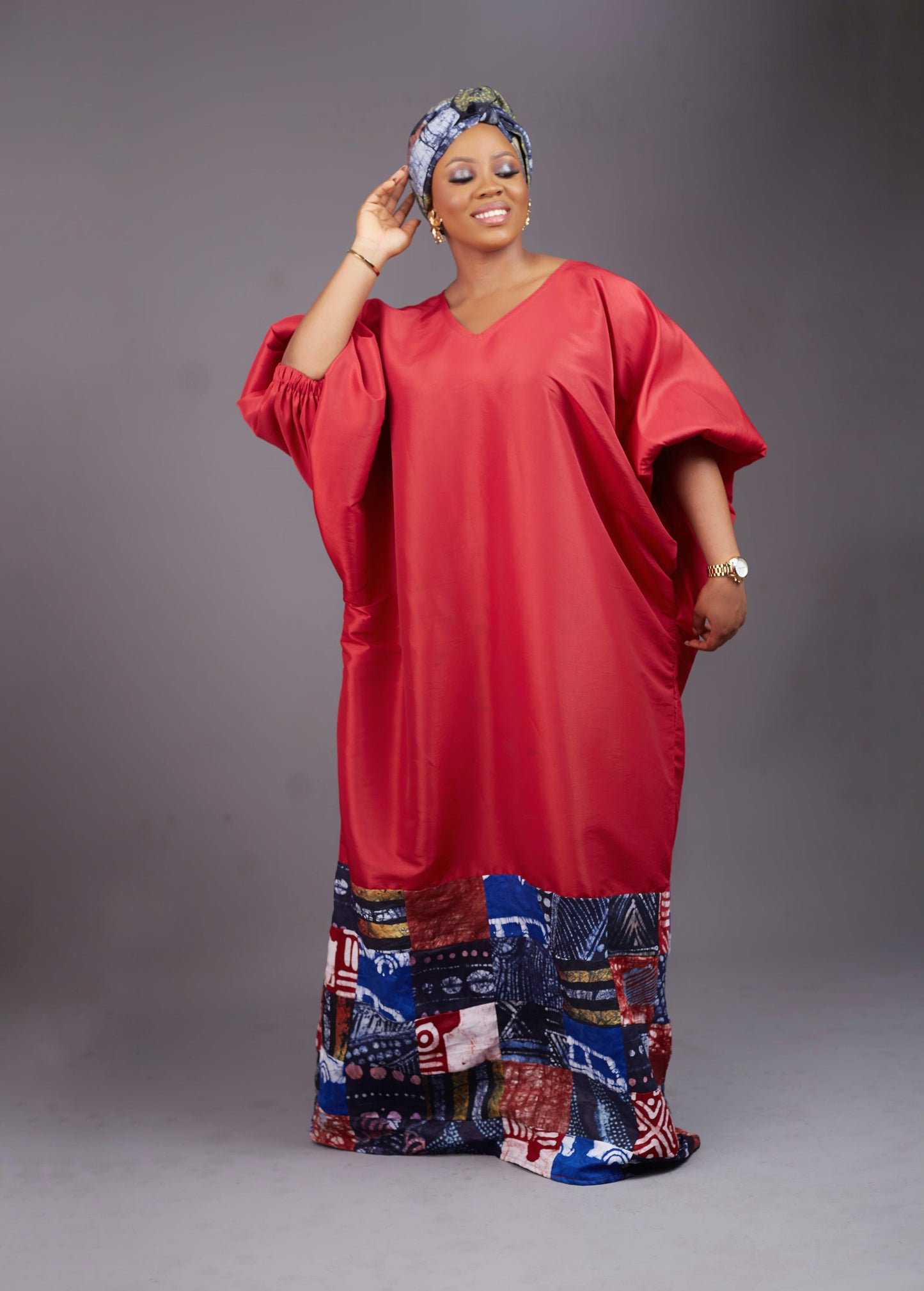 Doris taffeta patch Adire boubou