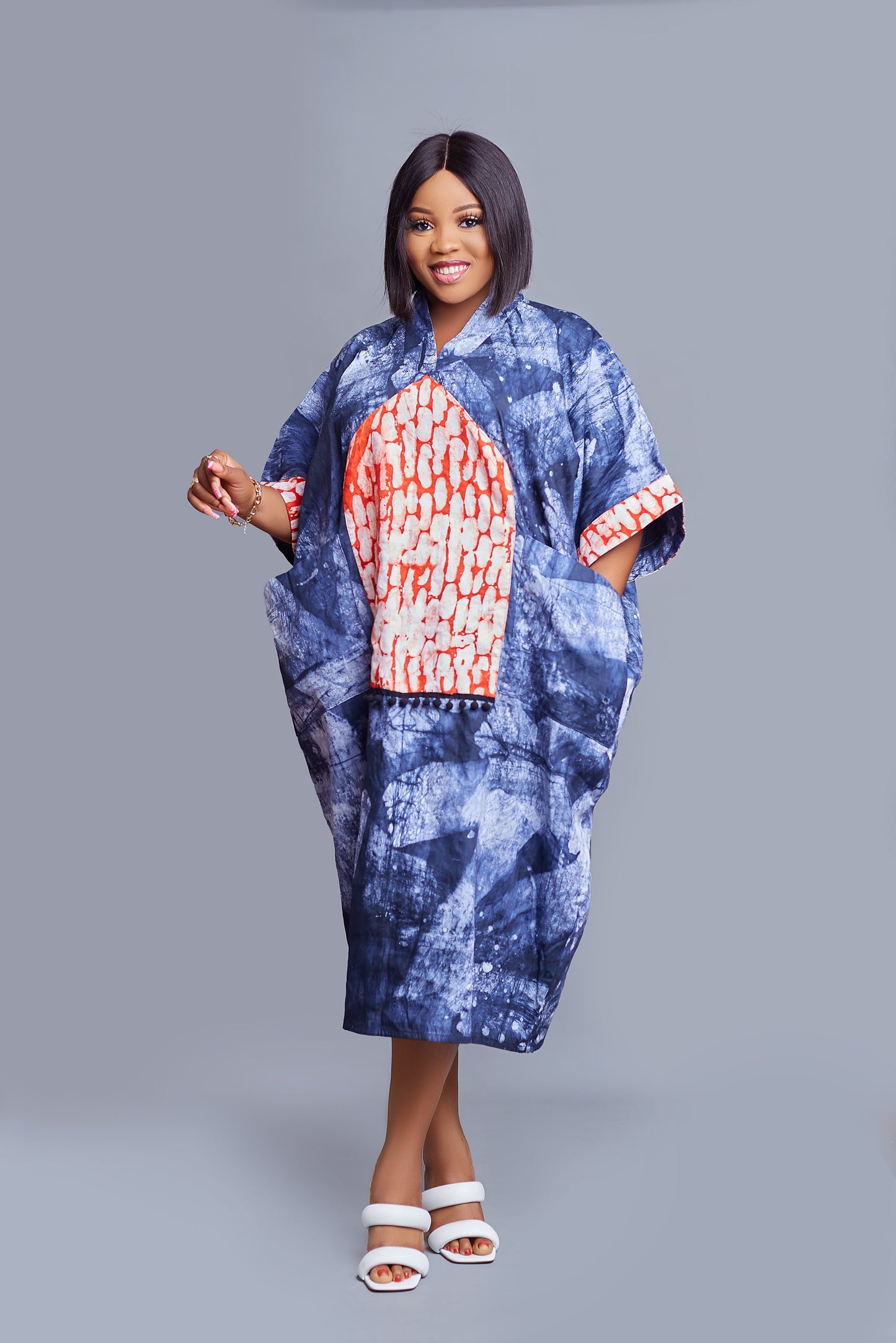 Chisimdi 2print Adire Bou-bou Dress