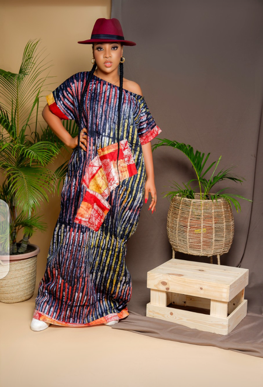 Robe caftan Wonu Adire